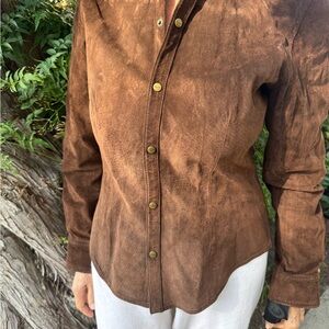 Vintage Ralph Lauren Brown Suede Button Down Shirt